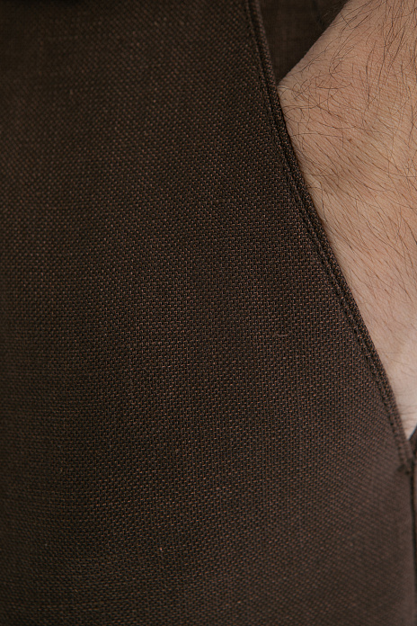 Брюки изо льна и хлопка, цвет Коричневый