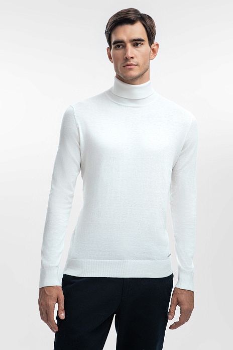 Водолазка из хлопка и кашемира, цвет Молочный