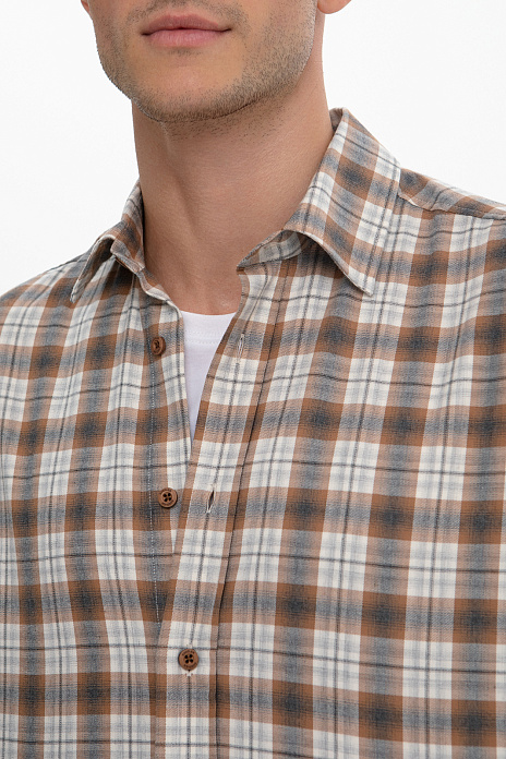 Фланелевая сорочка в клетку, цвет Коричневый