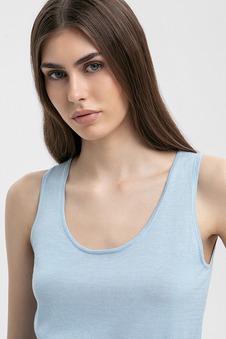 Топ из хлопка, шелка и льна, цвет Голубой светлый