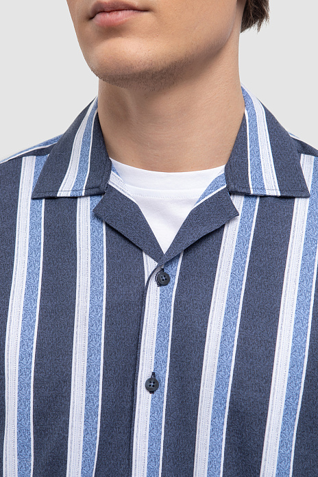 Трикотажная сорочка с коротким рукавом из трикотажной хлопковой ткани, цвет Синий темный