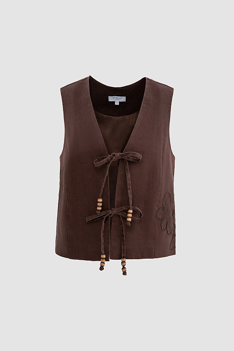 Жилет изо льна, цвет Коричневый