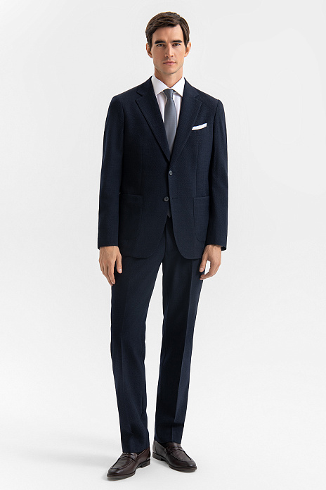 Брюки из шерсти с водоотталкивающей обработкой, устойчивые к сминанию, цвет Синий темный