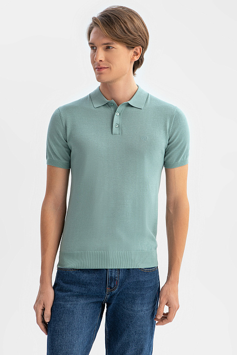 Поло из хлопка, шелка и льна, цвет Мятный