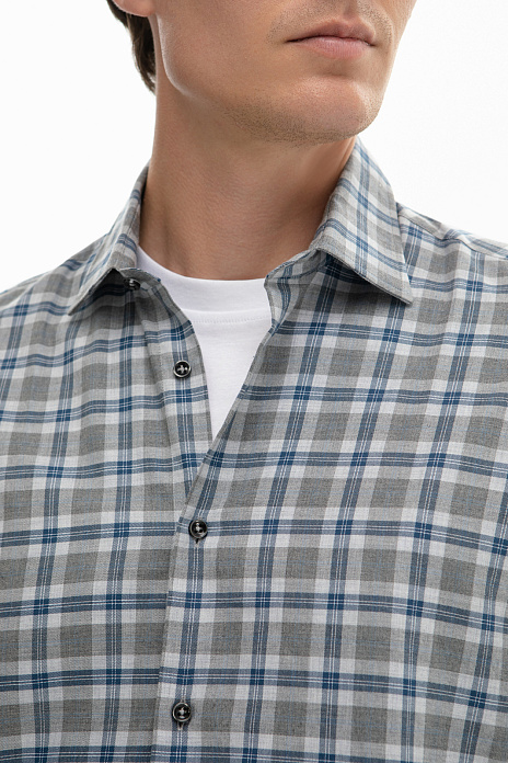 Фланелевая сорочка в клетку, цвет Серый