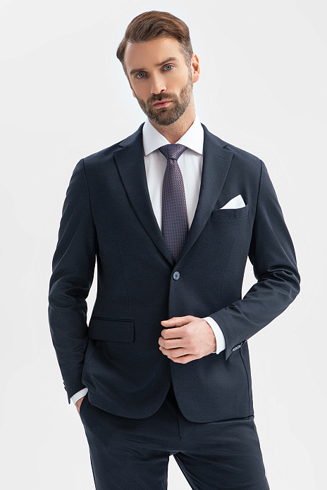 Пиджак однобортный из трикотажной ткани, цвет Синий темный