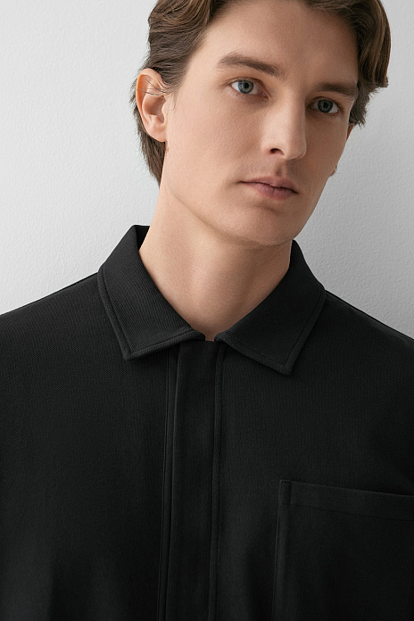 Кардиган с коротким рукавом из хлопка пике, цвет Черный