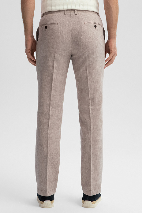 Брюки изо льна и хлопка, цвет Бежевый