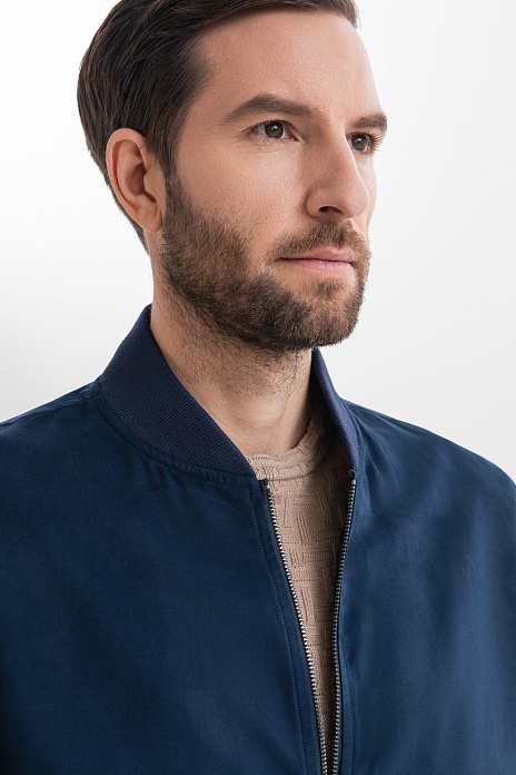 Бомбер из алькантары, цвет Синий темный