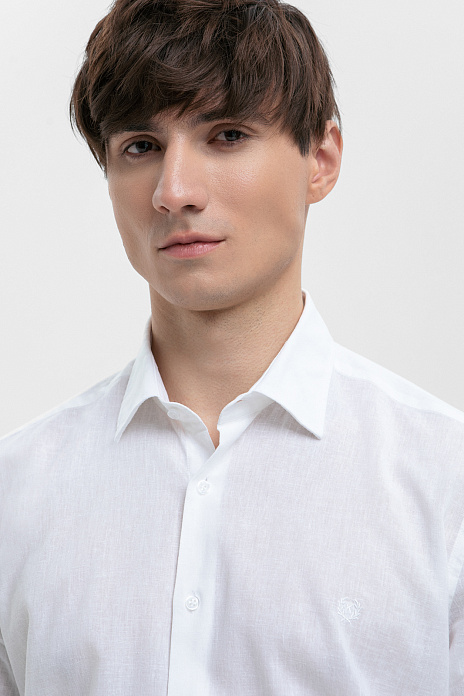 Сорочка изо льна и хлопка Carlo Bassetti (Италия), цвет Белый