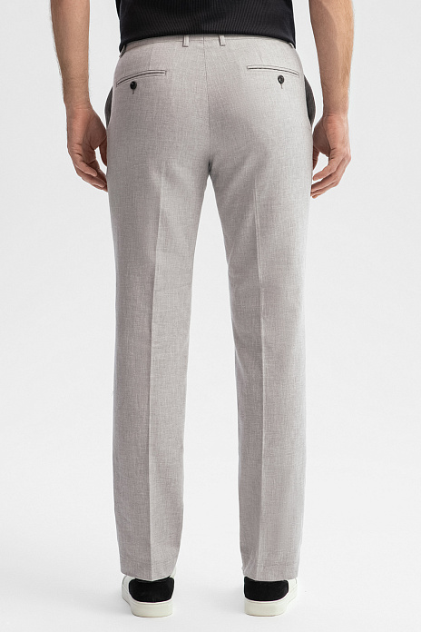 Брюки из хлопка и льна, цвет Серый светлый