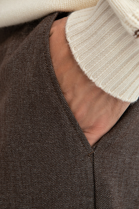 Брюки из хлопка и шерсти, лимитированная коллекция, цвет Коричневый