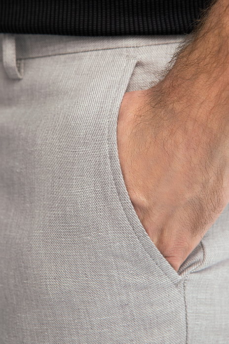 Брюки из хлопка и льна, цвет Серый светлый