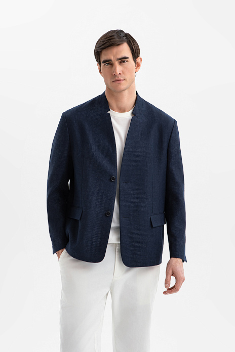 Пиджак изо льна и хлопка, цвет Синий темный
