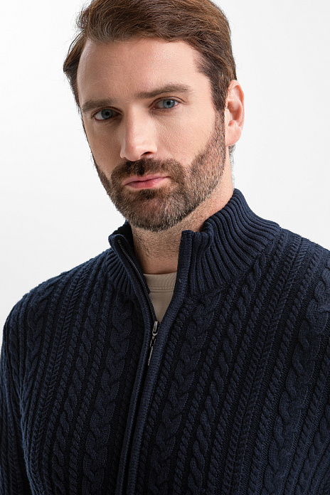 Кардиган из хлопка и кашемира, цвет Синий темный