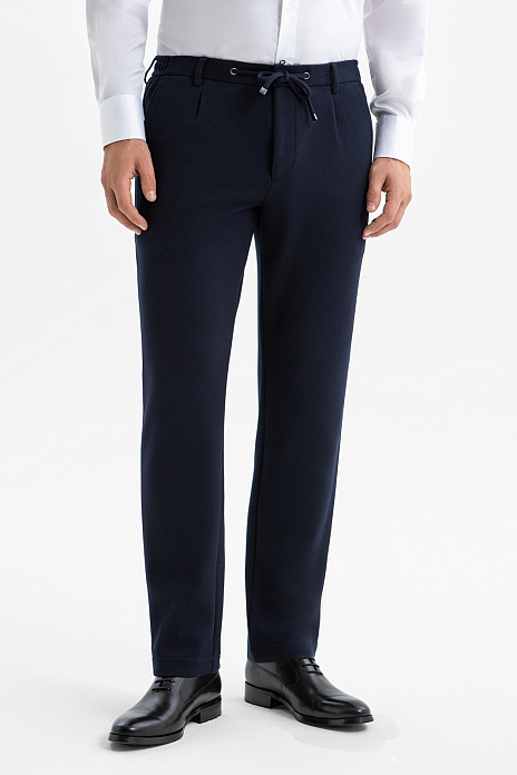 Брюки из тенсела и хлопка на кулиске, цвет Синий темный