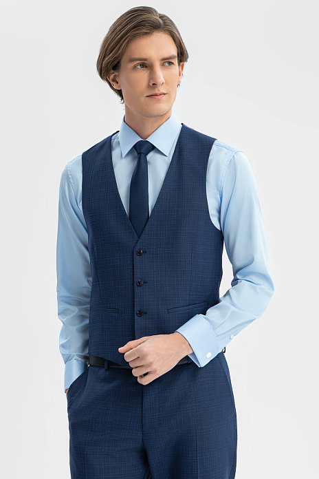 Жилет из шерсти, хлопка и льна с водоотталкивающей обработкой, цвет Синий