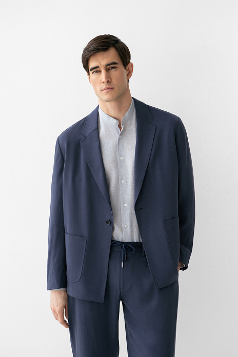 Пиджак из тенсела и вискозы, лимитированная коллекция, цвет Синий темный