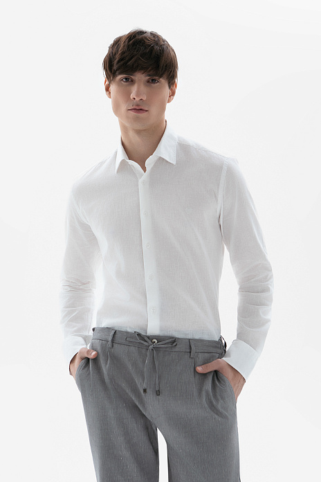 Сорочка изо льна и хлопка Carlo Bassetti (Италия), цвет Белый