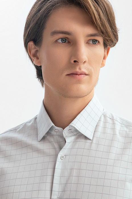 Сорочка из хлопка в клетку, цвет Серый