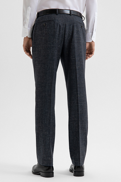 Брюки из шерсти, льна и шелка, цвет Серый