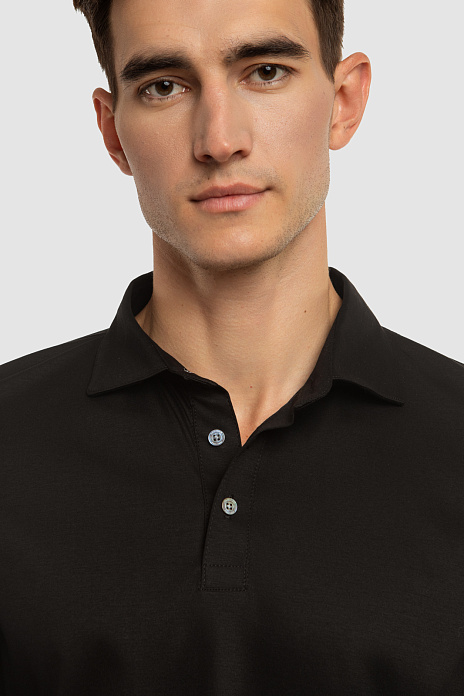 Поло из хлопка двойной мерсеризации, цвет Черный