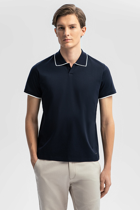 Поло из мерсеризованного хлопка, цвет Синий темный