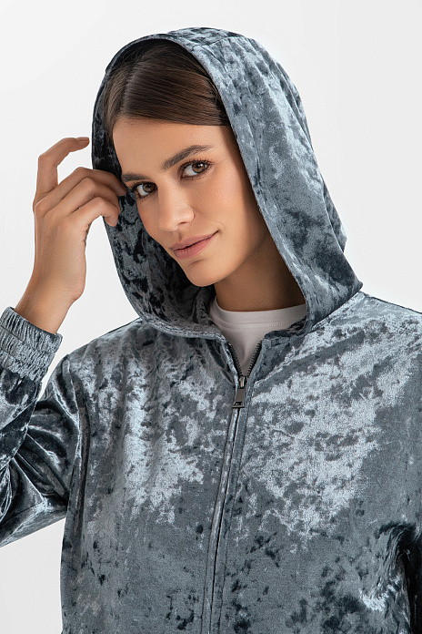 Толстовка с бархатной фактурой, цвет Серый