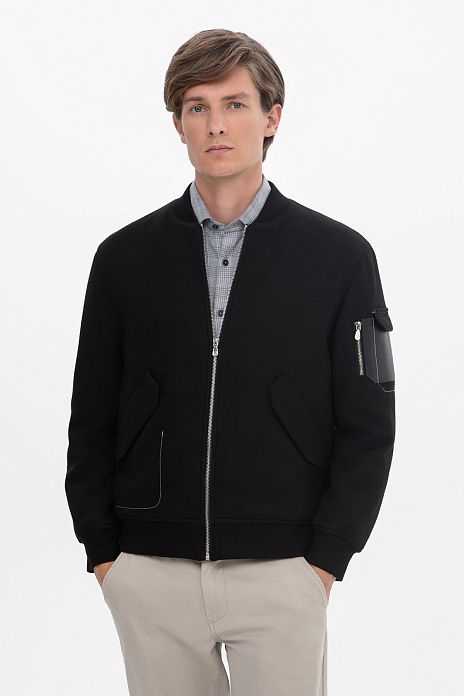 Бомбер из смесовой шерсти, лимитированная коллекция, цвет Черный